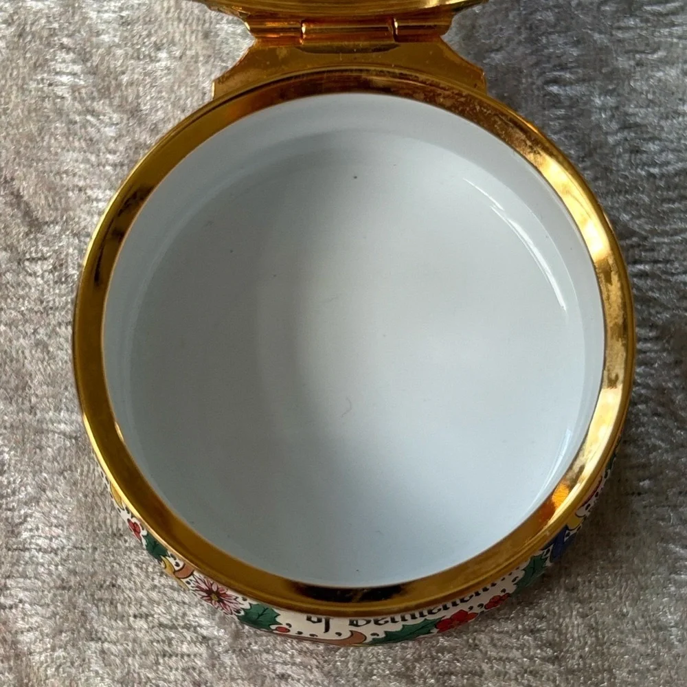 Halcyon Days Christmas 1992 Little Town of Bethlehem Enamel Box Copper Vintage